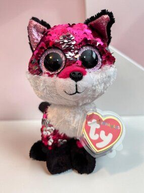 Ty Beanie Boo Flippables Jewel The Fox Plush With Reversible Sequins & Sparkling